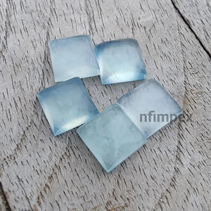 Cabochon naturel de forme carrée aqua laiteux dos plat AAA + pierres précieuses en gros calibrées de qualité, toutes les tailles disponibles - Product Image 4