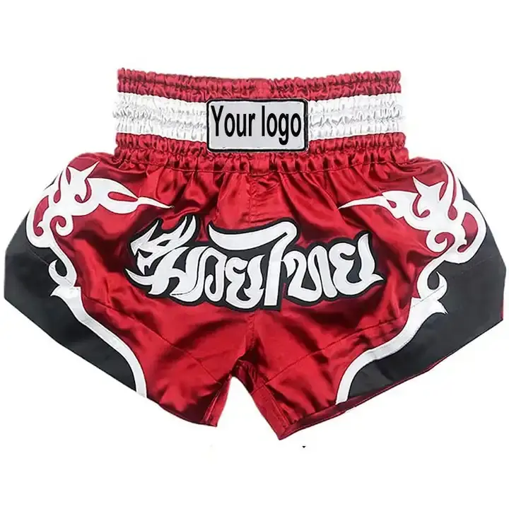 Neuankömmling Benutzer definierte Farbe Logo Beast Design Muay Thai Martial Arts Shorts Kunden spezifischer Logo-Druck Oem Service Männer Muay Thai Shorts