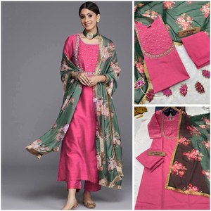 Beautiful Heavy <b>viscos</b> silk with Beautiful Embroidery Dress 3 pieces - Product Image 6