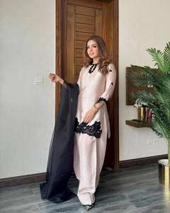 Moderno Salwar Kameez de Diseño Farsi, el Más Moderno de Tres Piezas con Cuentas, Bordado de Lentejuelas, Crepé Francés de Secado Rápido para Fiestas - Product Image 3