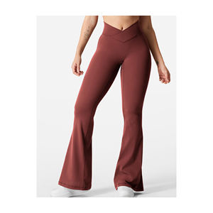 Women's High Waist <b>Flared</b> Fitness Sport Tights Summer Yoga Pants in Fleece Streetwear-Inspired Push-up <b>Leggings</b> for <b>Gym</b> Workout - Product Image 1