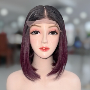 Cierre Bob Factory Precio al por mayor 100% Peluca de cabello humano vietnamita Ombre Color Burdeos Peluca de encaje frontal - Product Image 2