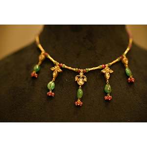 Exquisite Maharani Rani Kanari 22K Solid Gold Ethnic Wedding <b>Necklace</b> Includes Matching Earrings - Product Image 1