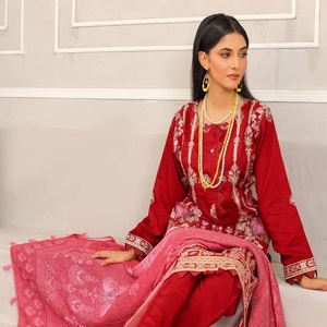 GLORIOSA Vestido de Invierno de 3 Piezas Salwar Kameez para Mujer, Estilo Pakistaní, Bordado, Tela Viscosa Bin Hameed, Diseño Étnico Moderno, Lavable - Product Image 3