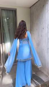 Exclusivo Kurta/Kurti Farsi de Diseñador para Mujer Radhe, Tela de Crepé Francés de Algodón, Ropa Tradicional de Verano para Fiestas, Absorbe la Humedad - Product Image 4