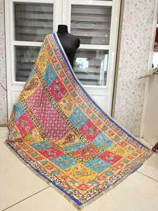 Indian Designer Ethnic Women's Traditional Wear Hand Embroidered Multicolor Satin <b>Dupatta</b> <b>Scarf</b> Stole Wrap Printed Patchwork - Product Image 3