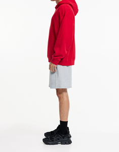 2025 El mejor producto sólido liso color rojo tamaño cómodo algodón polar personalizado liso hombres sudaderas con capucha OEM servicio personalizado - Product Image 2