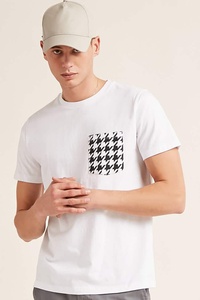 T-shirt pour homme en coton avec logo personnalisé OEM, motif tricoté, décontracté, manches courtes, blanc, avec étiquette de logo imprimée - Product Image 6