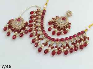 สร้อยคอโชคเกอร์แฟนซีพร้อมชุดต่างหู mangtikka และชุดเครื่องประดับสำหรับผู้หญิงล่าสุดลายมุกโบราณ - Product Image 2