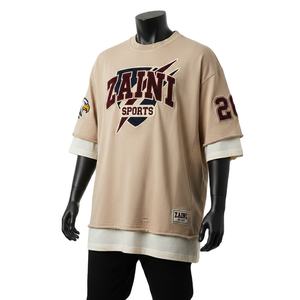 Camiseta de algodón de doble capa para hombre, estilo streetwear, con logo termotransferible, 100% algodón, corte holgado, estampada. - Product Image 1