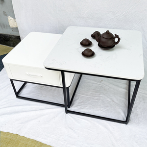 <b>Square</b> Double Sofa <b>Table</b> 60x60x45cm with Drawers and Stone Top TT68169 - Product Image 6