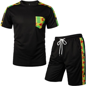 Ensemble décontracté d'été à manches courtes pour hommes, t-shirt et short pour l'entraînement et le streetwear, costume 2 pièces de couleur unie - Product Image 6