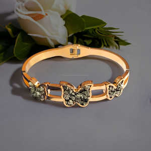 สร้อยข้อมือแบบเปิดทำจากสเตนเลสสตีลเคลือบสีทองสำหรับผู้หญิงกำไลข้อมือเพอริทเครื่องประดับคริสตัลขัดเงาสำหรับผู้หญิง - Product Image 6