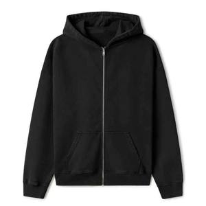 Sweat à capuche noir personnalisé pour hommes, élégant et décontracté, avec fermeture éclair pour le streetwear et la salle de sport, brodé et chaud, taille XXS - Product Image 1