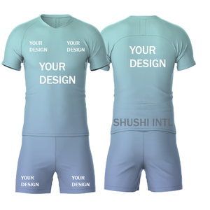 Ensemble de tenue de football unisexe pour adultes |   Maillot personnalisé à col rond et manches courtes |   100% polyester, séchage rapide |   Nom d'équipe personnalisé |   SHUSHI - Product Image 4