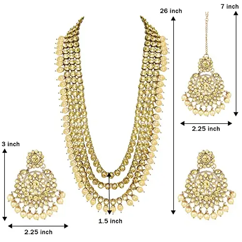 JMC JEWELL ERY 18 Karat vergoldet Kundan Faux Bead Braut Halskette Schmuck Set für Frauen Mädchen