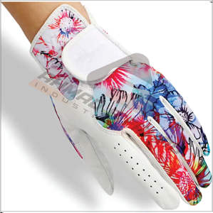 Gants de golf en cuir Cabretta complet à gauche, accessoire de sport respirant avec logo personnalisé et impression camouflage par sublimation - Product Image 2