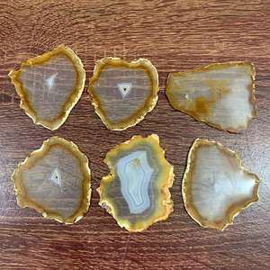 Tranche d'agate irisée naturelle polie, tranche de cristal d'agate arc-en-ciel, spécimen minéral, pierre de présentation pour collectionneur - Product Image 1