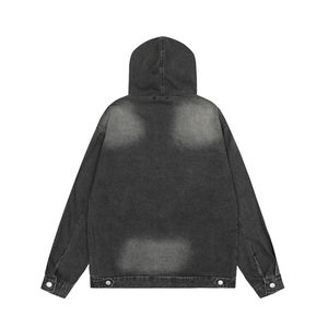 เสื้อสเวตเตอร์แบบสวมหัวสำหรับยีนส์ยีนส์ฟอกได้ตามต้องการทันสมัยใหม่เสื้อสเวตเชิ้ตมีฮู้ดแบบมีกระเป๋าด้านหน้าใส่ได้ทั้งชายและหญิง - Product Image 2