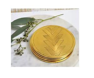 Posavasos de metal fundido dorado moderno hecho a mano, Juego de 4 formas cuadradas con Diseño a rayas para uso en mesa, venta superior - Product Image 6