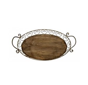 American Style Wholesale Wooden <b>OVAL</b> Serving Tray With Handles Luxurious Look <b>Table</b> Decorative <b>Coffee</b> Display Tray for Juice - Product Image 1
