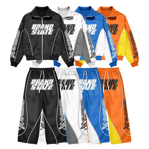 Conjunto deportivo para hombre con chaqueta cortavientos de colores y pantalones elásticos tipo jogger, ropa deportiva personalizada OEM, estilo urbano. - Product Image 1