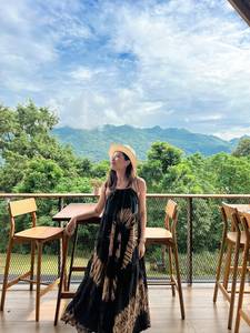 2025 vacances bohème cravate teinture 100% rayonne tissu dames dos nu plage décontracté dames robes longue Maxi robe - Product Image 4