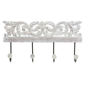 Gancho montado en la pared de calidad superior más vendido, Color antiguo blanco quemado, tamaño de 16x4 pulgadas, MDF, gancho de pared tallado a mano - Product Image 6