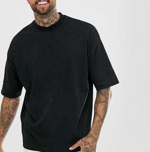 T-shirts lourds à épaules tombantes T-shirts à col rond en coton surdimensionné teint de couleur unie - Product Image 3