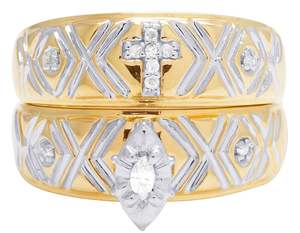 Anillo nupcial de diamante de moissanita chapado en oro amarillo de estilo único, conjunto en plata 925, joyería de boda elegante para mujer - Product Image 3