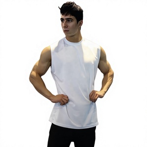 Camiseta sin Mangas Blanca para Hombre, Cuello Redondo, Color Sólido, Transpirable, Informal, Tejida en Poliéster, Estilo Atlético - Product Image 1