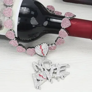 Collar con Colgante Personalizable de Circonitas Cúbicas con Corte Princesa, Estilo Hip Hop, Accesorio de Moda Personalizado, Cadena Cubana de Aleación de Zinc - Product Image 6