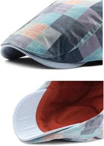 Mens Adjustable Colorful Striped Plaid Ivy Newsboy Cabbie Gatsby Golf <b>Cap</b> <b>Flat</b> Cotton <b>Hat</b> Thin <b>Cap</b> Unisex <b>flat</b> ivy <b>cap</b> - Product Image 4