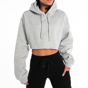 Sweat à capuche avec logo personnalisé imprimé d'hiver, décontracté, gym, court, fermeture à glissière, logo avant, hauts de jogging, hauts à capuche pour femmes - Product Image 1