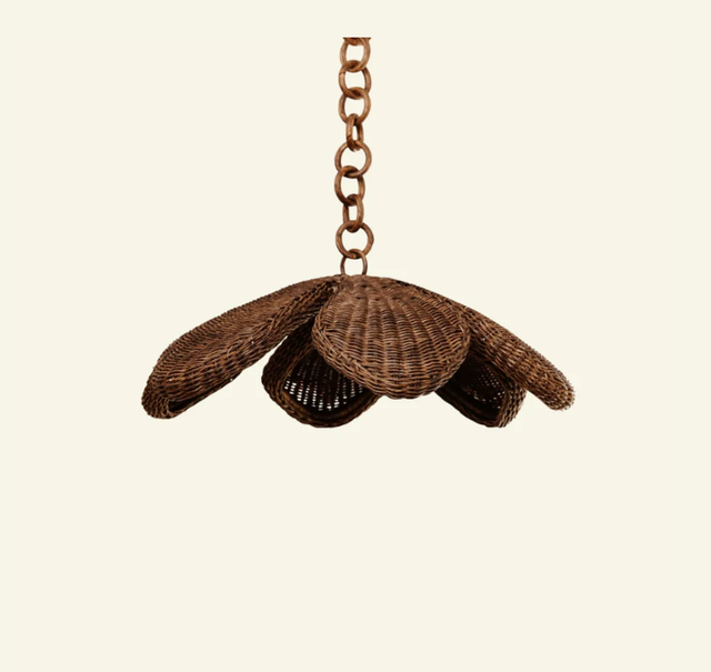 Flower Shape Rattan Pendant Light Handmade Wicker Lampshade Natural Woven Ceiling Lamp Boho Decor Lighting