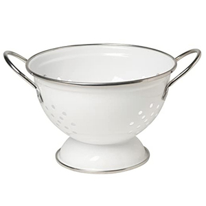 Metal Kitchen Stainless Steel Round Shape Blue Powder Coated <b>Colander</b> Basket Fruit Basket Wash Vegetable Drainer - Product Image 2