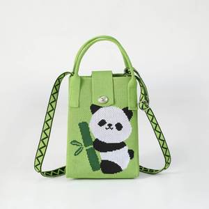 Exquisito Bolso de Ganchillo para Mujer, Modelo Lady Panda, Bolso de Algodón de Color Sólido, Cartera para Teléfono Tejida a Crochet - Product Image 3
