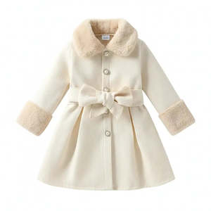 Abrigo de lana casual de invierno para niña, diseño estampado, nueva técnica, cuello de piel de conejo, capucha, abrigo largo, lindo, de algodón, para adolescentes - Product Image 1
