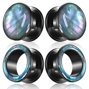 BOKABOO 2 paires de plugs et tunnels d'<span class=keywords><strong>oreille</strong></span> en <span class=keywords><strong>acier</strong></span> inoxydable avec perles noires, 1/2 pouce, unisexe, bijoux d'agrandissement d'<span class=keywords><strong>oreille</strong></span> en <span class=keywords><strong>acier</strong></span> <span class=keywords><strong>chirurgical</strong></span> - Product Image 1