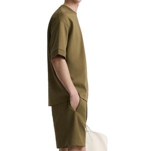 ชุดผ้าฝ้าย100% เป็นกรดชุดสั้นสำหรับผู้ชายชุดผ้าเทอร์รี่ระบายอากาศได้ดีใส่ในฤดูร้อนชุดสั้นสีพื้นแบบลำลอง - Product Image 5