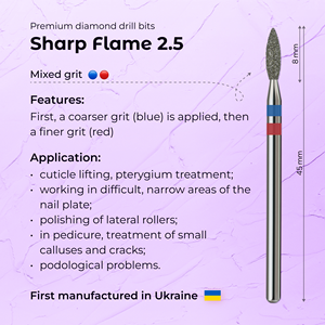 ดอกสว่านเจียรเล็บปลายเพชรคมกริบ รุ่น Advanced Best Diamond Sharp Flame ขนาด 2.5 มม. สีน้ำเงิน+แดง สำหรับงานตัดหนังกำพร้า ผลิตจากสแตนเลส คุณภาพสูง สำหรับร้านเสริมสวย - Product Image 3
