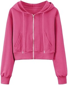 Wholesale Custom Women's Cotton Terry Long Sleeve Zip up <b>Cropped</b> Turtleneck Hoodies Breathable and Anti-Wrinkle with Front Logo - Product Image 6