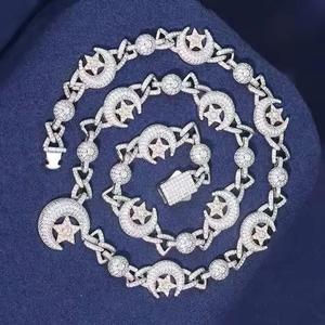 สร้อย925เงินสเตอริ่ง VVS เพชรโมอิสซาไนท์3มม. แบบทันสมัยประดับเพชรดีไซน์รูปดาวทรงกลมสีเงิน - Product Image 1