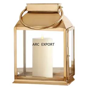 Meilleure décoration en métal fini décoration en métal doré clair Unique avec matériau en verre [lanternes de luxe pour la décoration d'éclairage - Product Image 1