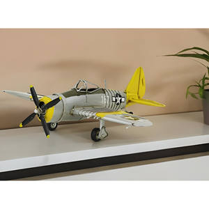 HMS 4" Nouveau modèle d'avion P-47D Thunderbolt en métal peint à la main jaune et gris - Product Image 2
