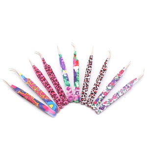 Pinzas duraderas para extensión de pestañas, punta de fibra, pinzas de Color impresas, acero inoxidable para herramientas de pestañas postizas - Product Image 5