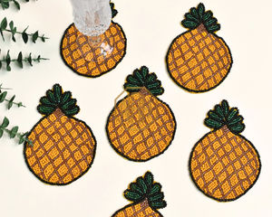 Posavasos con cuentas en forma de piña hecho a mano, alfombrillas decorativas para bebidas para cocina, mesa de comedor, portavasos de café, suministro al por mayor a granel - Product Image 4