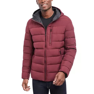 Heavyweight Customized Color Hooded <b>Canvas</b> Men Bubble Puffer Jacket with Front Printing Waterproof & Windproof Winter Jacket - Product Image 1