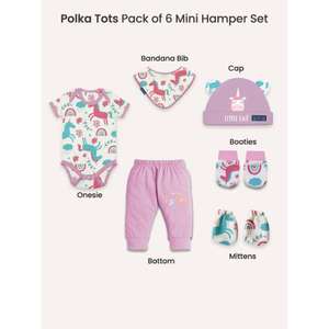 Polka Tots Lot de 6 Mini Panier Cadeau Nouveau-Né Imprimé Licorne-Lavande - Product Image 3