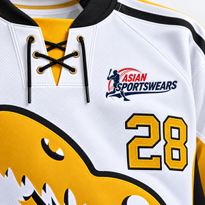 Maillot de hockey sur glace en maille respirante 100 % polyester, anti-humidité, col en V, manches longues, durable, séchage rapide, pour l'entraînement sportif (vente en gros) - Product Image 3